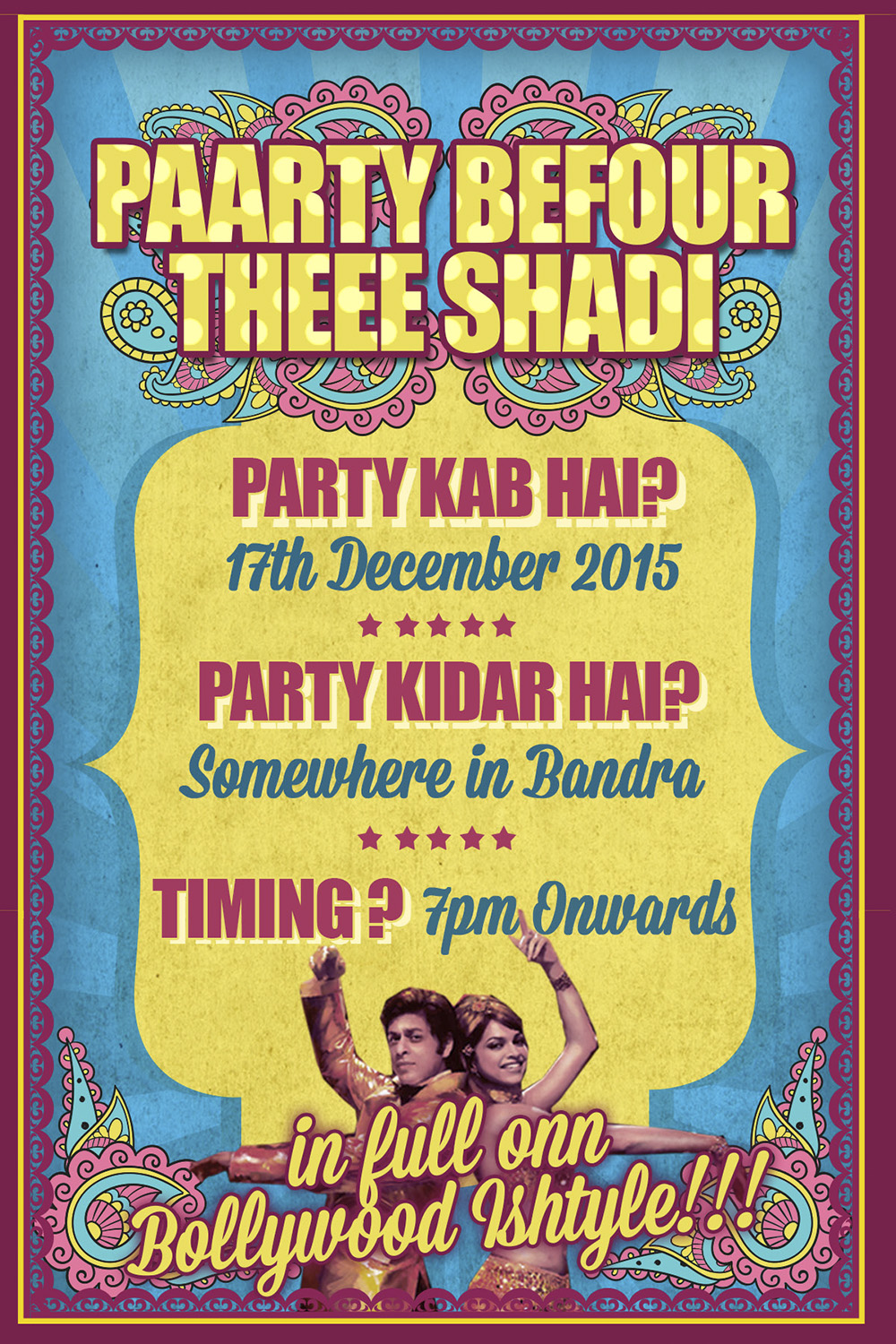 Bollywood Theme-Pre Wedding-Party Invite